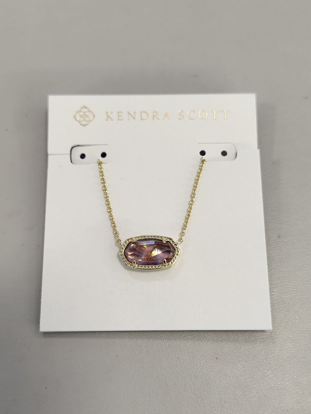 NWT Kendra Scott Gold-Tone Elisa Gold Pendant Necklace in Amethyst